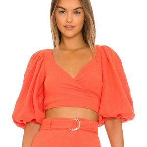 SIMKHAI Mila Puff Sleeve Wrap Top - Small